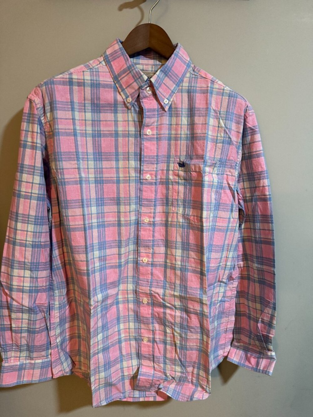 Southern Marsh - Large Button Down - Pink, blue, & White Plaid